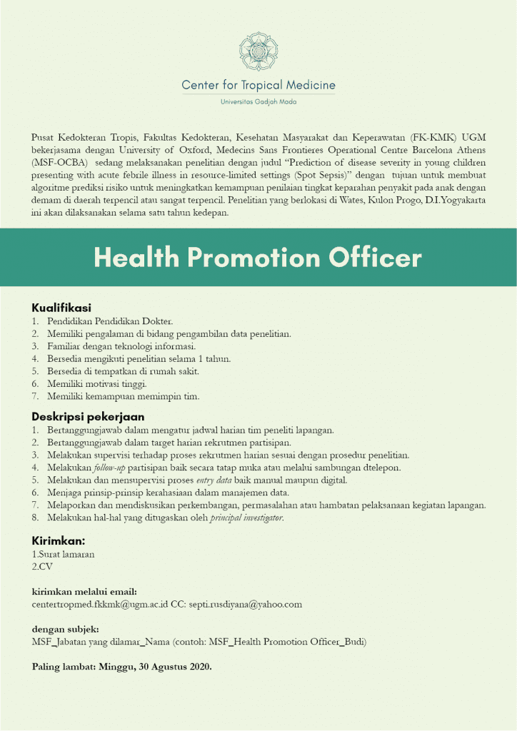 lowongan-pekerjaan-health-promotion-officer-tropmed-ugm